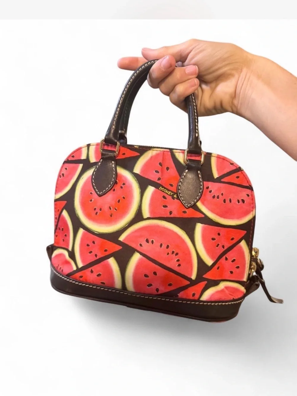 Dooney & Bourke Watermelon Print Dome Satchel with Black Trim